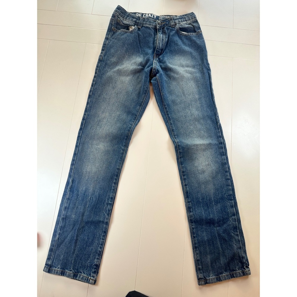 Crazy 8 Rocker Fit Jeans Kids 14 Blue Medium Wash Adjustable Waist Denim Pants